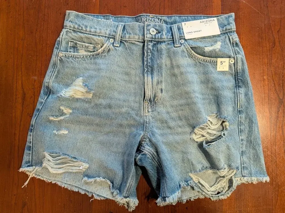 NWT Arizona Long Denim 5' Jean Shorts Women's 7 $38